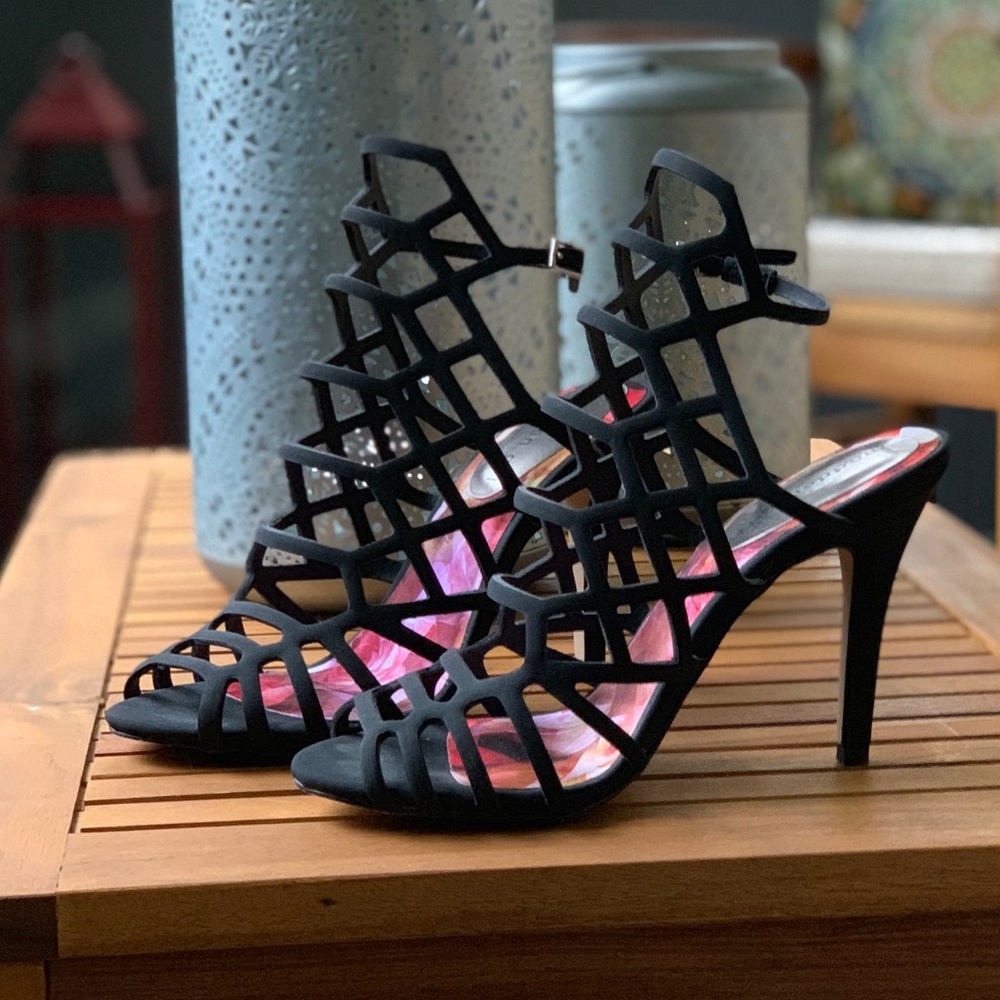 Black strappy gladiator style heels